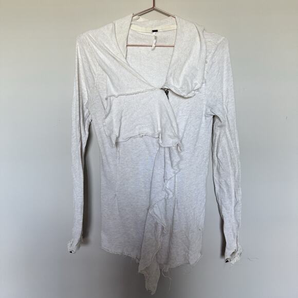 Free People Womens Take a Bow Fringe Front Long Cardigan Small Lagenlook Fairy - Picture 2 of 8